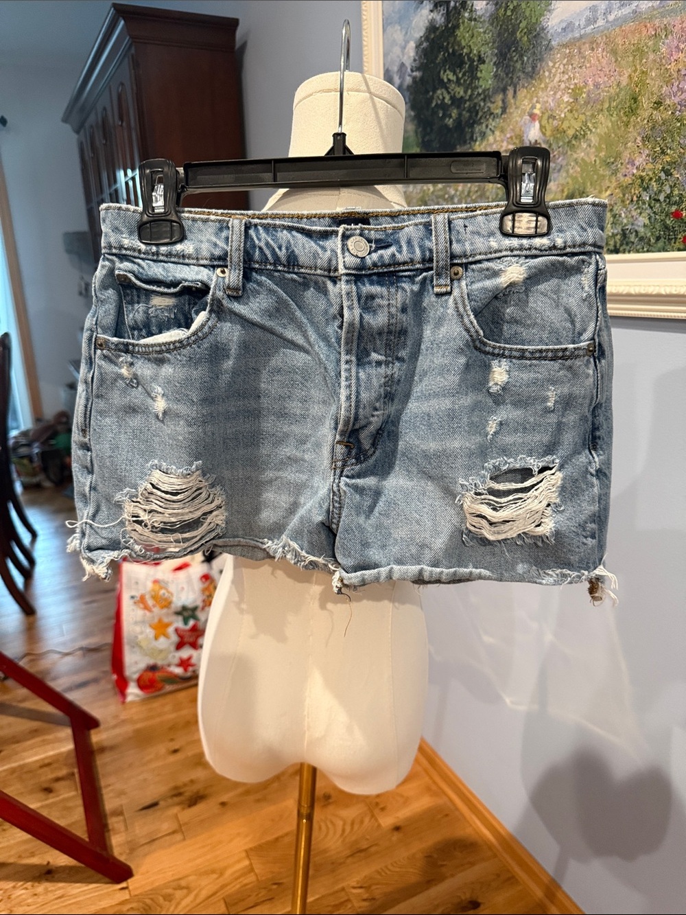 GAP Light Blue Distressed Denim Cutoff Shorts